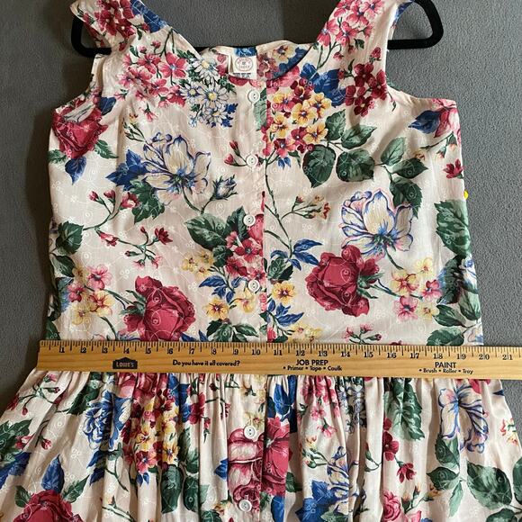 Vtg 80s 90s NOS Brights Creek Cottage Garden Midi Dress Romantic Boho 14? Floral - Picture 11 of 15